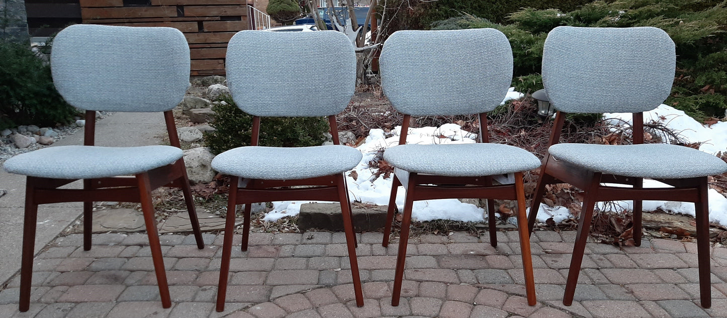 4 REFINISHED REUPHOLSTERED Danish MCM Teak Dining Chairs, A. Olsen style,  like new