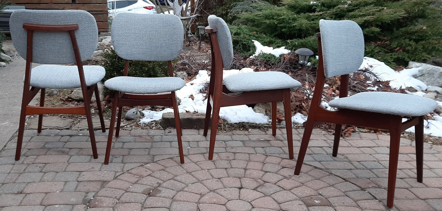 4 REFINISHED REUPHOLSTERED Danish MCM Teak Dining Chairs, A. Olsen style,  like new