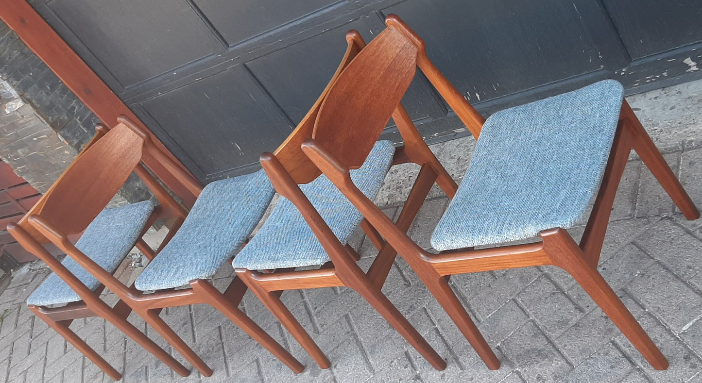 4 Danish MCM Teak Chairs by Erik Buch REFINISHED