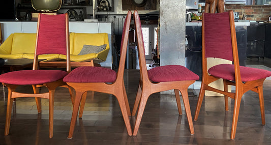 4 RESTORED Danish Mid Century Modern Teak Chairs by Niels Moller