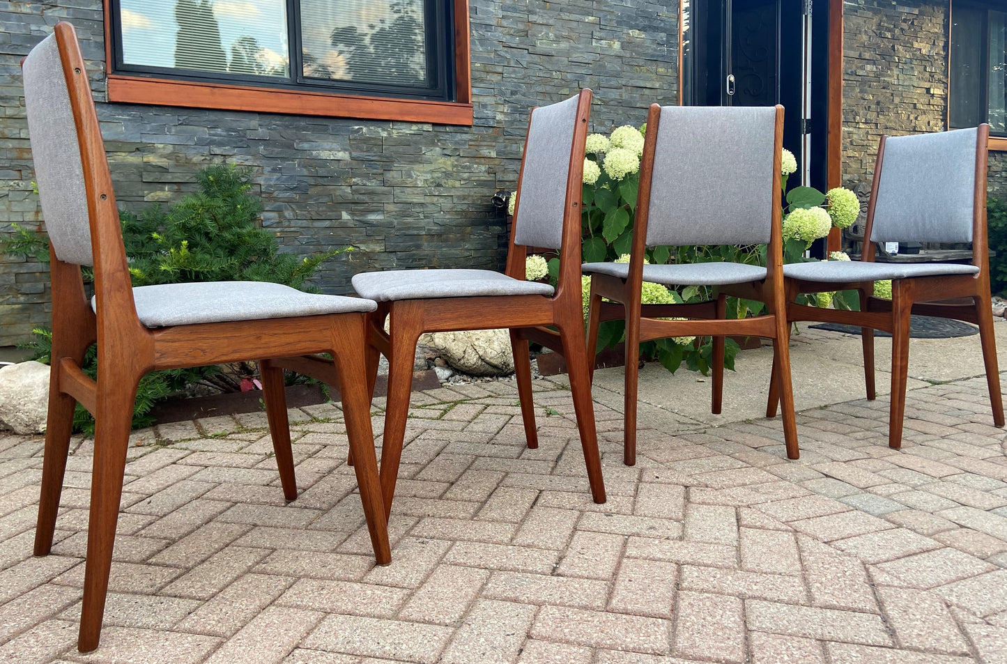 4 REFINISHED Danish Mid Century Modern Teak Chairs