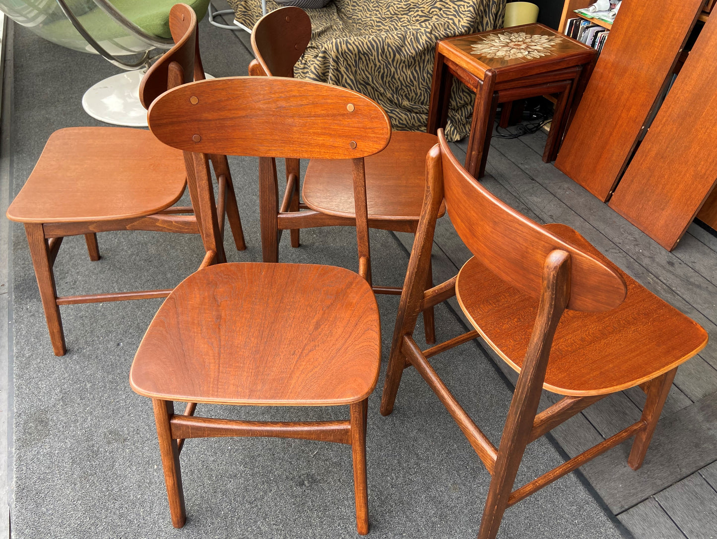 4 REFINISHED Danish Mid Century Modern Teak Chairs by Borge Mogensen