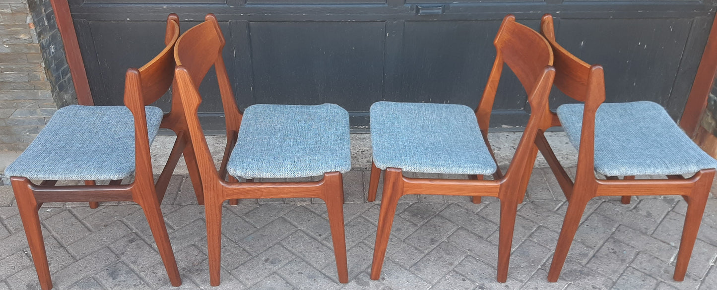 4 Danish MCM Teak Chairs by Erik Buch REFINISHED