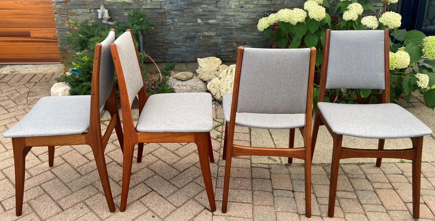 4 REFINISHED Danish Mid Century Modern Teak Chairs