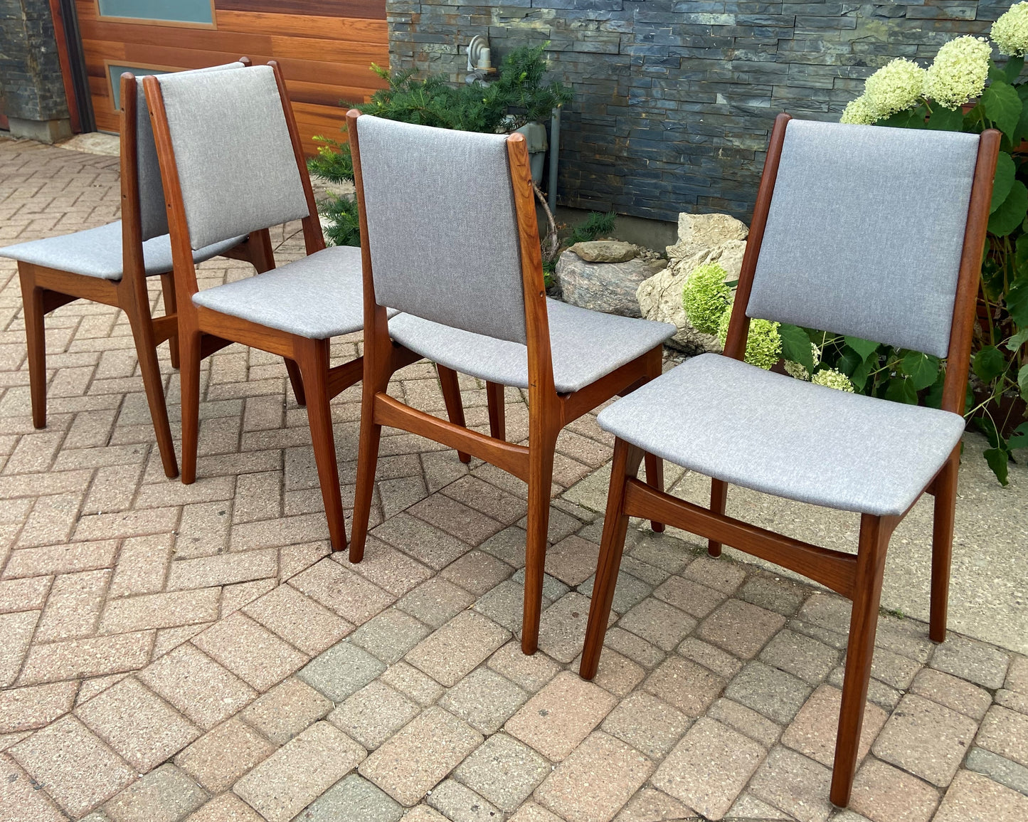 4 REFINISHED Danish Mid Century Modern Teak Chairs