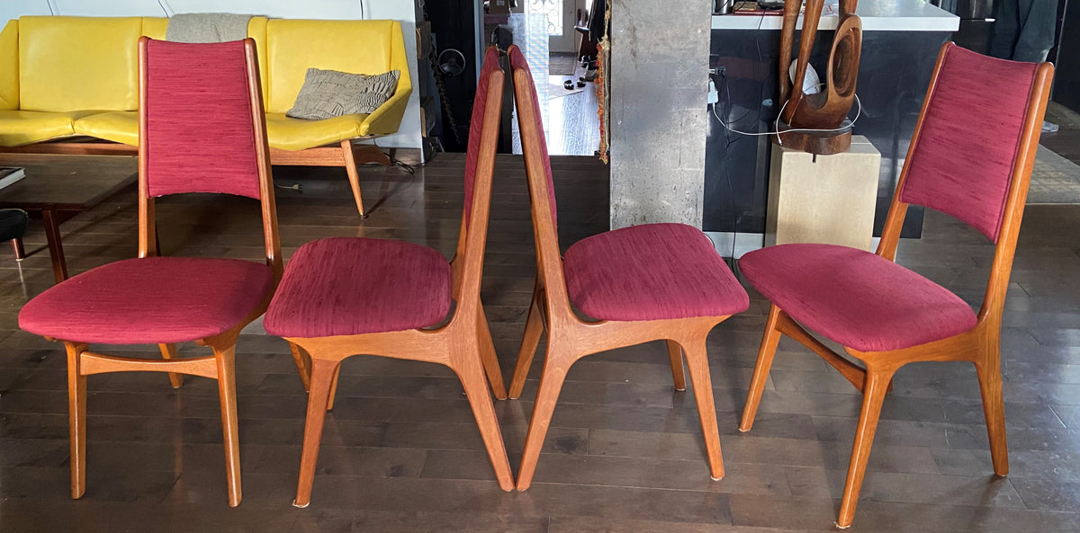4 RESTORED Danish Mid Century Modern Teak Chairs by Niels Moller