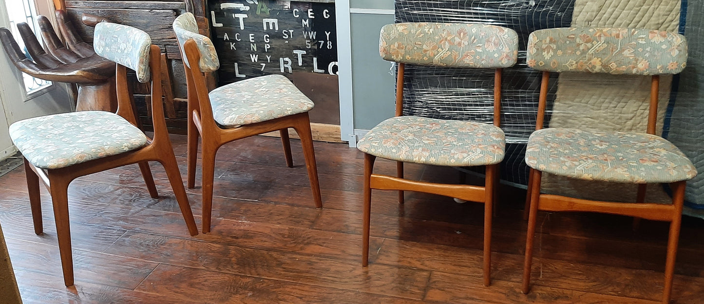 4 RESTORED Danish Mid Century Modern Teak Chairs by Schønning & Elgaard