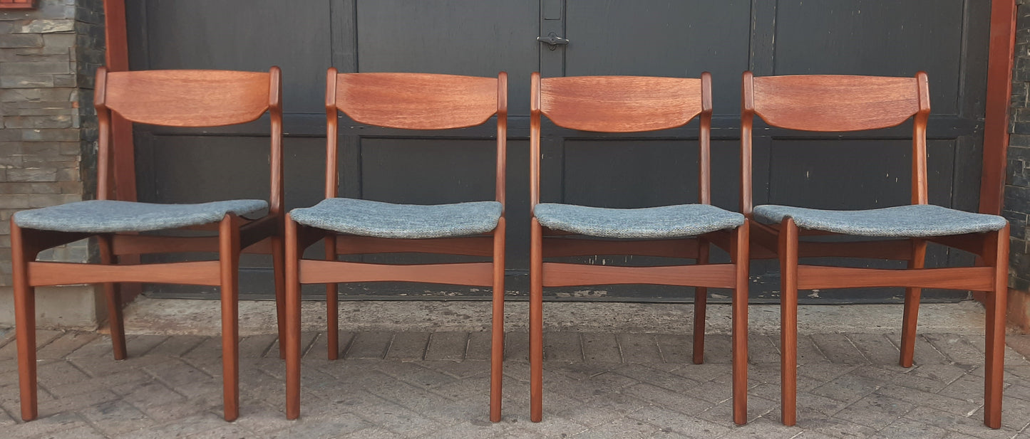 4 Danish MCM Teak Chairs by Erik Buch REFINISHED