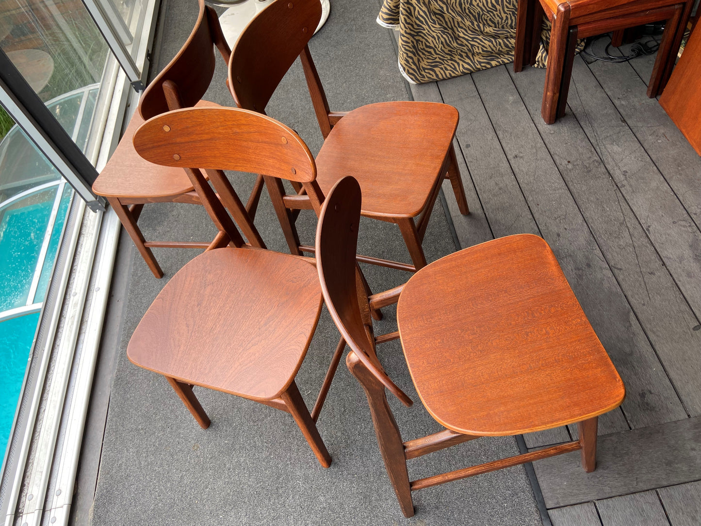 4 REFINISHED Danish Mid Century Modern Teak Chairs by Borge Mogensen