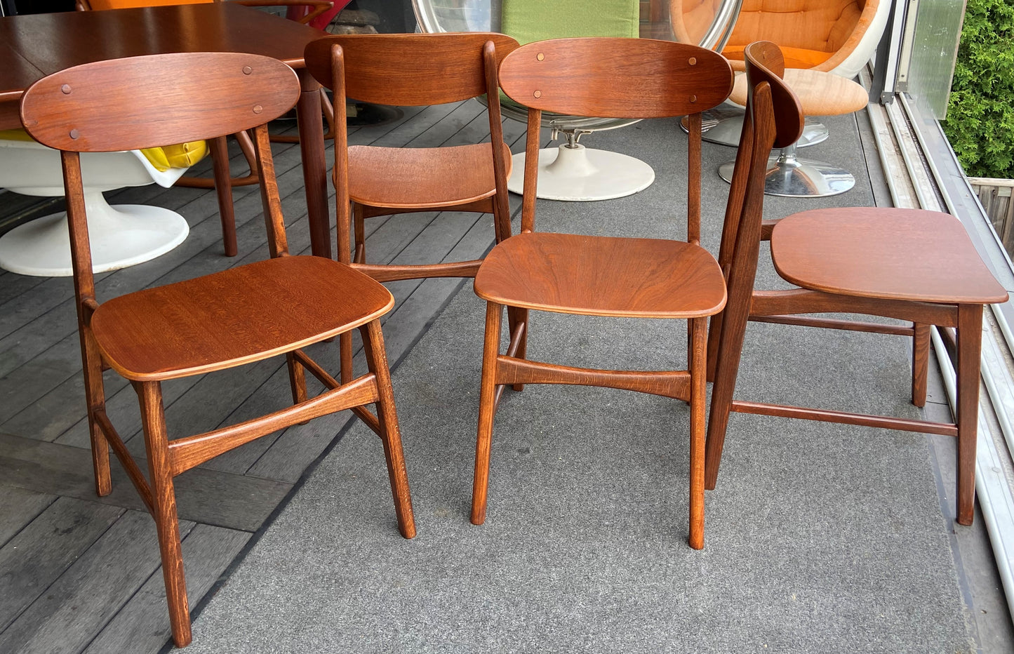 4 REFINISHED Danish Mid Century Modern Teak Chairs by Borge Mogensen