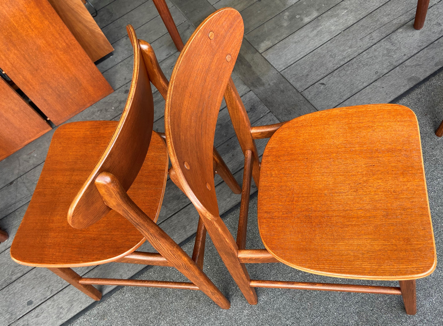 4 REFINISHED Danish Mid Century Modern Teak Chairs by Borge Mogensen