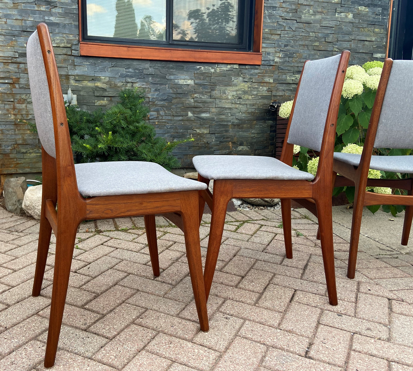 4 REFINISHED Danish Mid Century Modern Teak Chairs