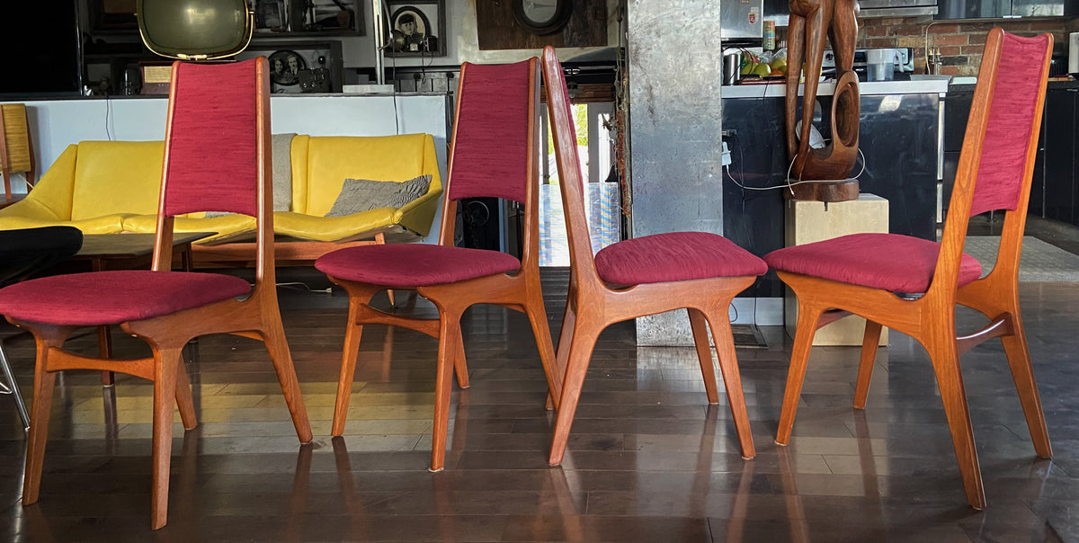 4 RESTORED Danish Mid Century Modern Teak Chairs by Niels Moller