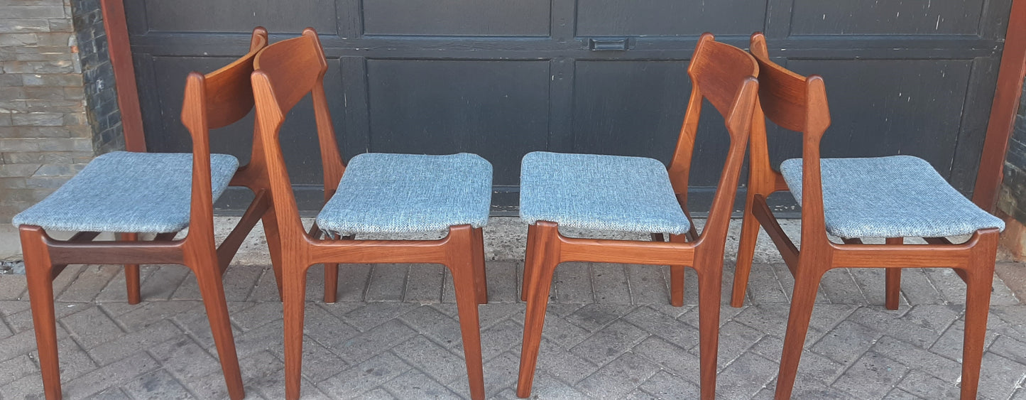 4 Danish MCM Teak Chairs by Erik Buch REFINISHED