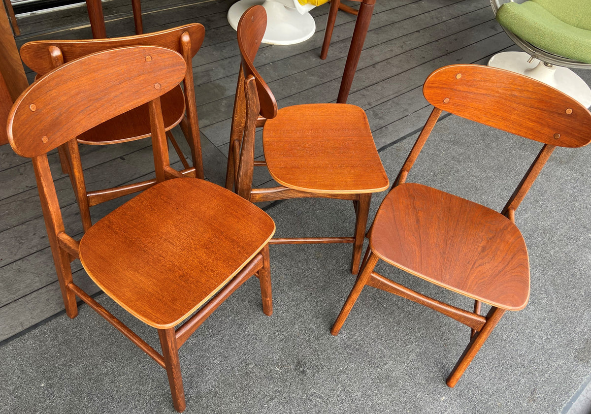 4 REFINISHED Danish Mid Century Modern Teak Chairs by Borge Mogensen