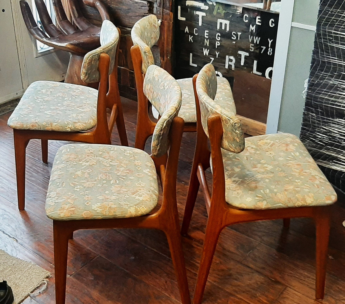 4 RESTORED Danish Mid Century Modern Teak Chairs by Schønning & Elgaard