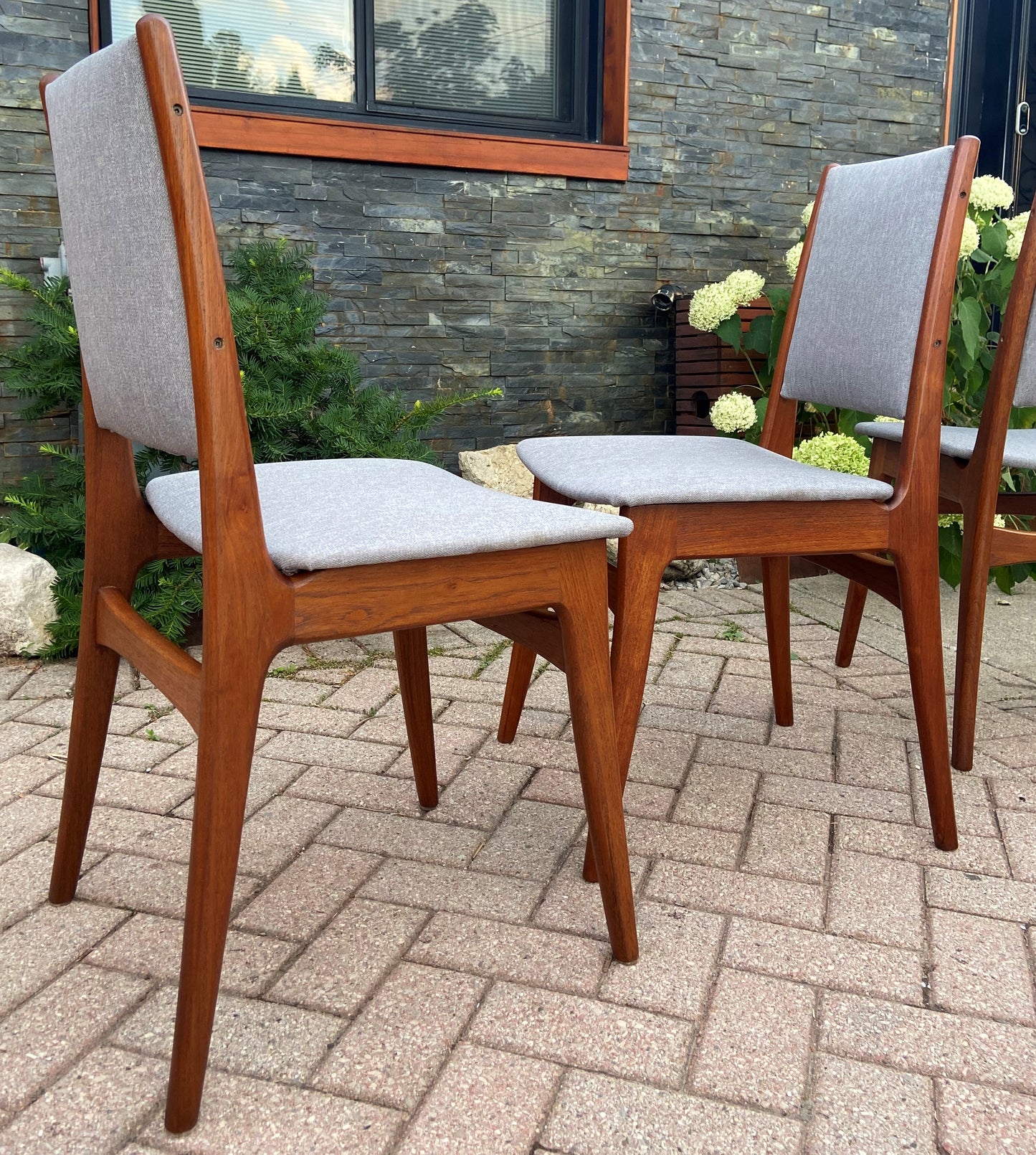 4 REFINISHED Danish Mid Century Modern Teak Chairs