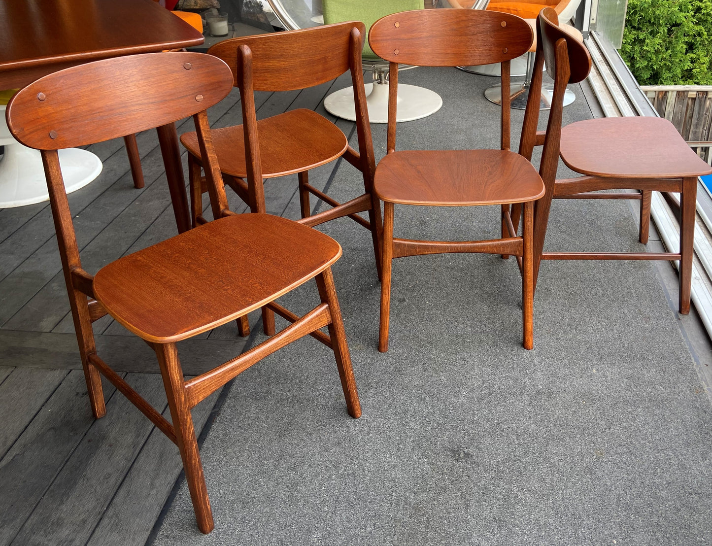 4 REFINISHED Danish Mid Century Modern Teak Chairs by Borge Mogensen