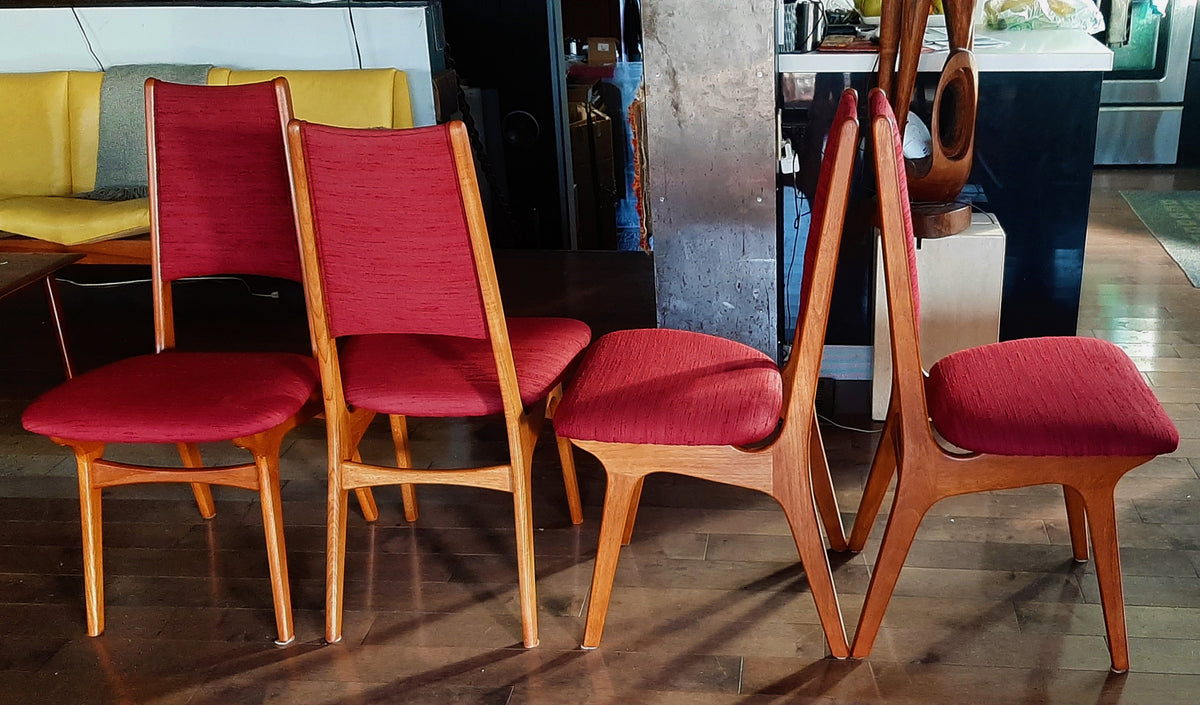 4 RESTORED Danish Mid Century Modern Teak Chairs by Niels Moller