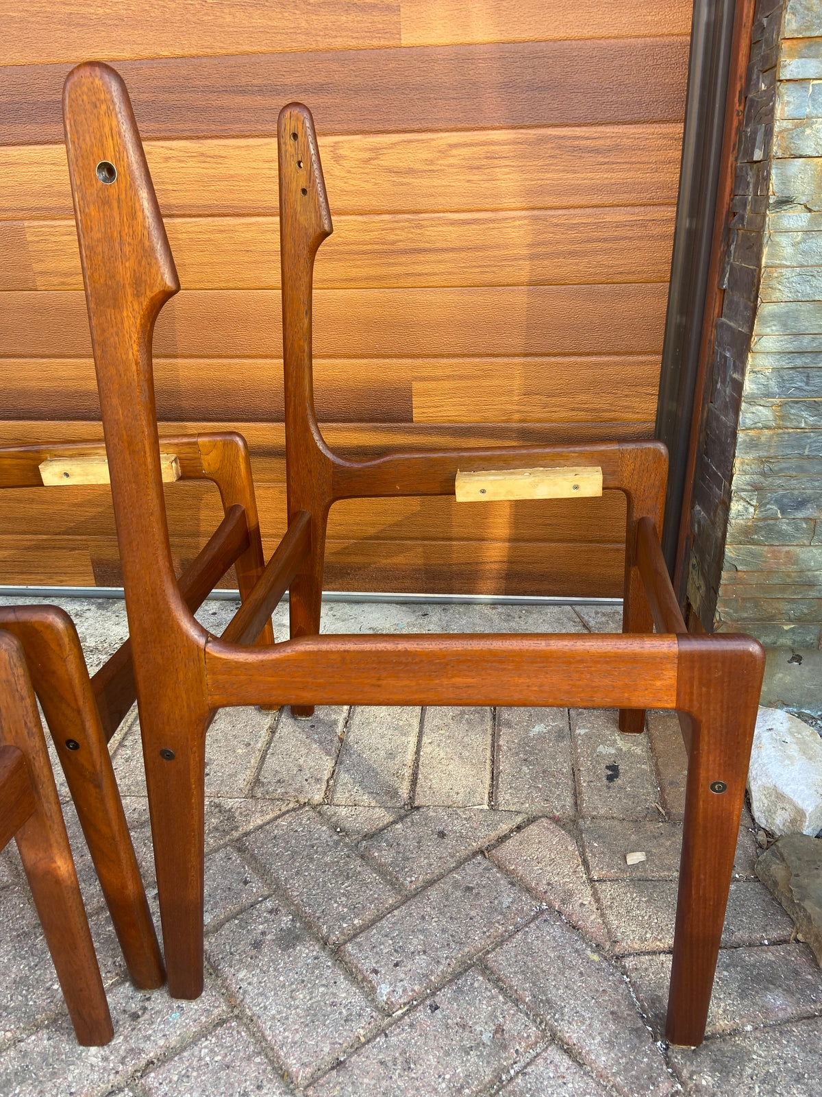 8 REFINISHED Danish Mid Century Modern Teak Chairs by E.Buch will be REUPHOLSTERED