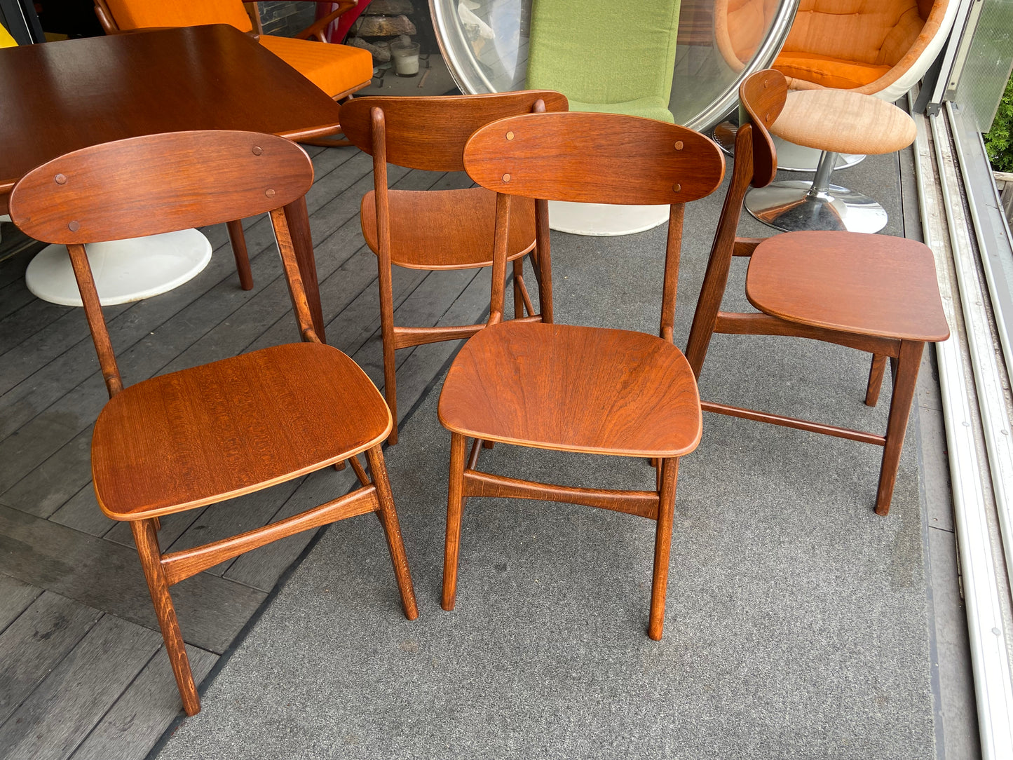 4 REFINISHED Danish Mid Century Modern Teak Chairs by Borge Mogensen