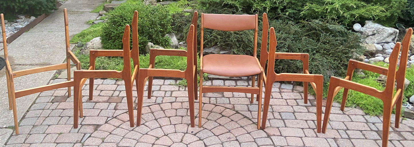 6 REFINISHED Mid Century Modern Teak Chairs by Erik Buch