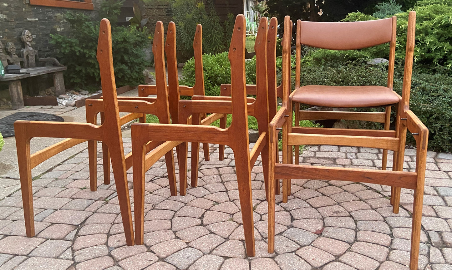 6 REFINISHED Mid Century Modern Teak Chairs by Erik Buch