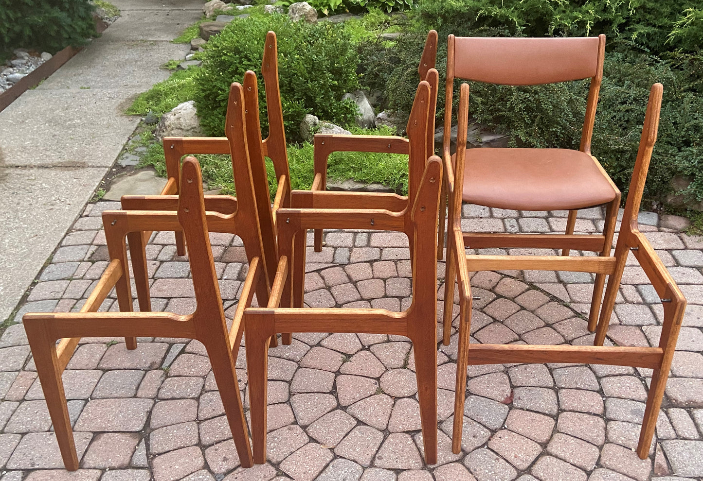 6 REFINISHED Mid Century Modern Teak Chairs by Erik Buch