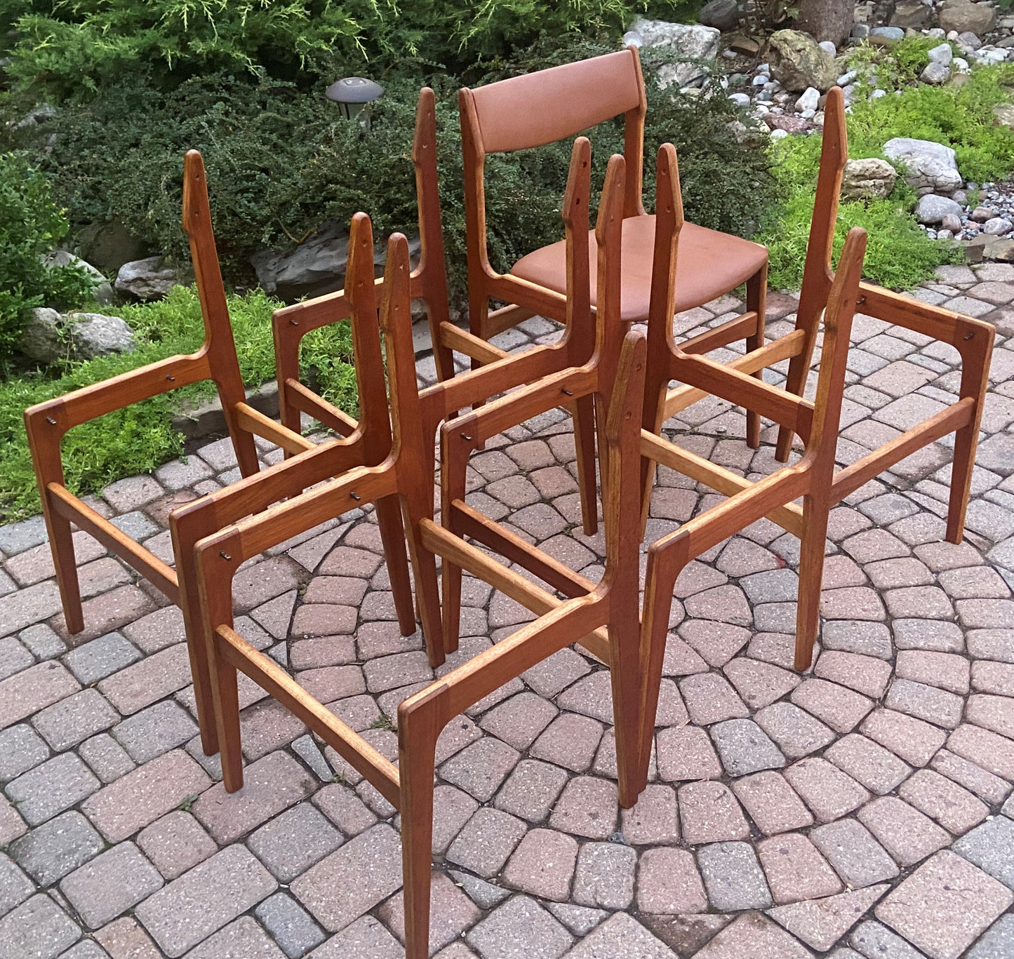 6 REFINISHED Mid Century Modern Teak Chairs by Erik Buch