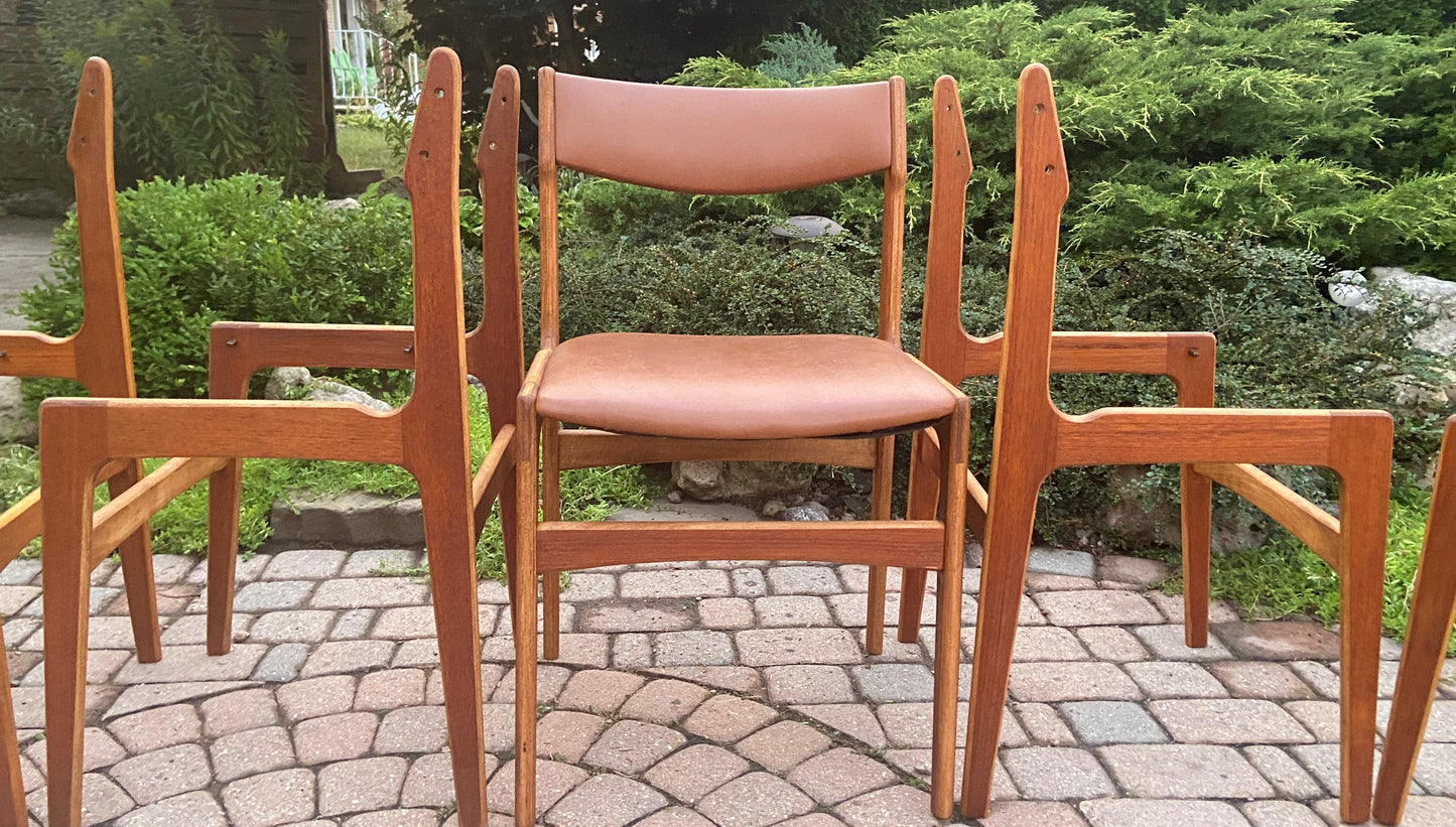 6 REFINISHED Mid Century Modern Teak Chairs by Erik Buch