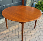 REFINISHED Danish MCM Teak Dining Table Round to Oval w Butterfly Leaf Selfstoring 48