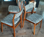 4 REFINISHED Danish MCM Teak Dining Chairs, ready for new upholstery 1