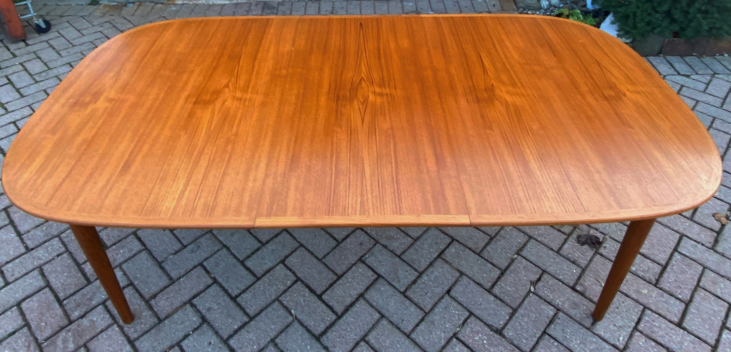 RESTORED Mid Century Modern Teak Table Selfstoring by Skovmand & Andersen, 58-78", MINT