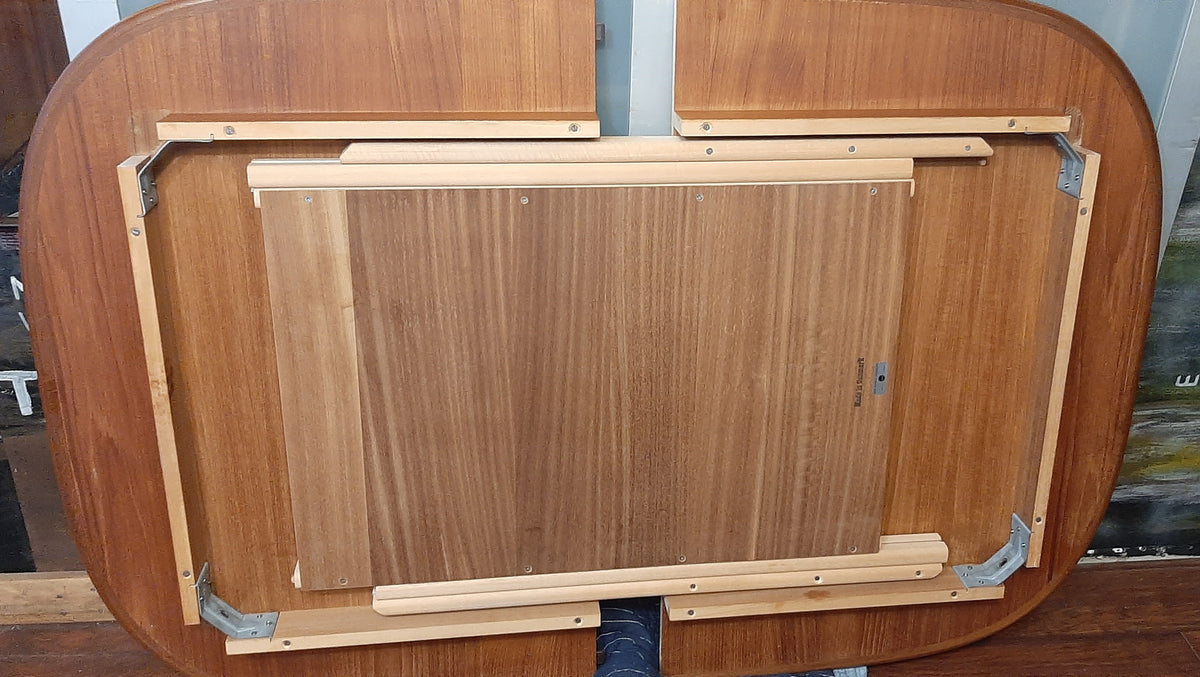 RESTORED Mid Century Modern Teak Table Selfstoring by Skovmand & Andersen, 58-78