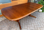 REFINISHED Danish Mid Century Modern Teak Table w Selfstoring Butterfly Leaf, 59