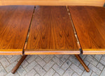 REFINISHED Danish Mid Century Modern Teak Table w Selfstoring Butterfly Leaf, 59