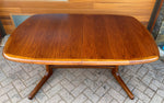 REFINISHED Danish Mid Century Modern Teak Table w Selfstoring Butterfly Leaf, 59