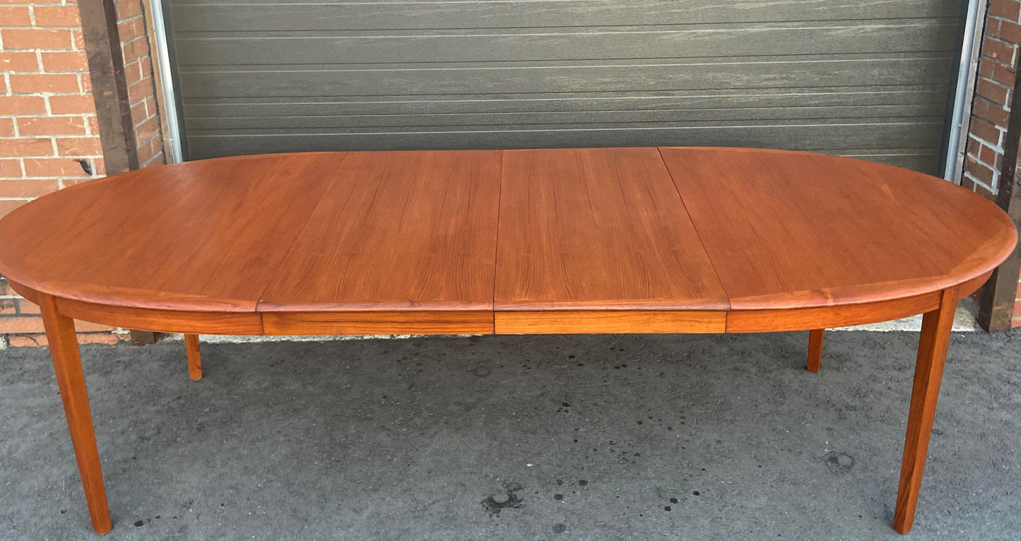 REFINISHED Danish MCM Teak Dining Table w 2 Leaves by A.H.Olsen, PERFECT, 64" - 103"