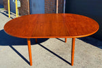 REFINISHED Danish MCM Teak Dining Table Round to Oval w Butterfly Leaf 48