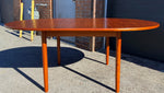 REFINISHED Danish MCM Teak Dining Table Round to Oval w Butterfly Leaf 48