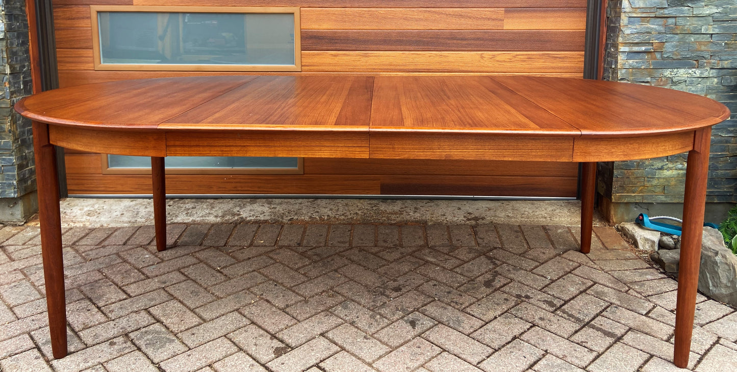 REFINISHED Danish Mid Century Modern Teak Table w 2 leaves by C.J. Rosengaarden 47"-86.5"