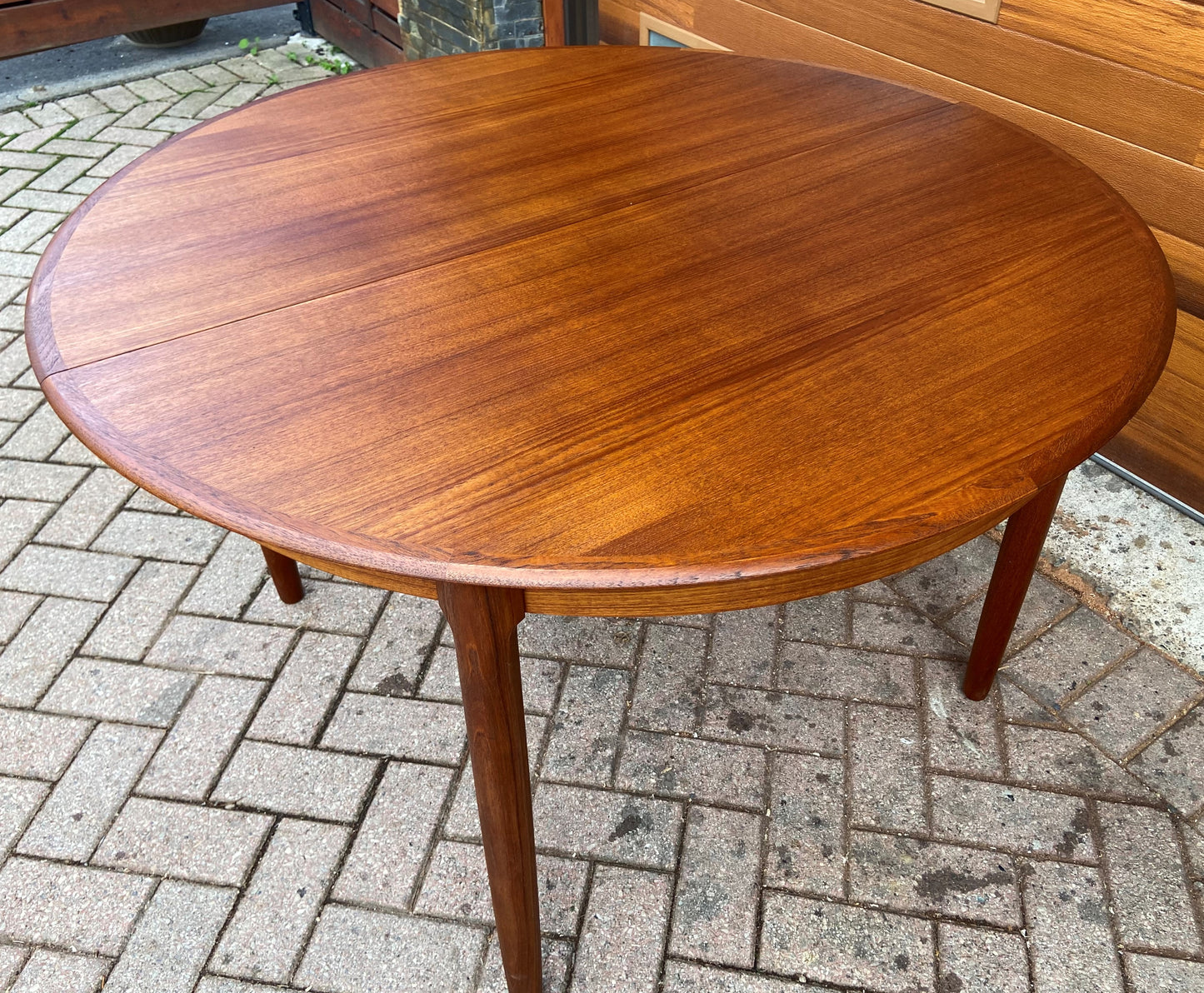 REFINISHED Danish Mid Century Modern Teak Table w 2 leaves by C.J. Rosengaarden 47"-86.5"