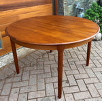 REFINISHED Danish MCM Teak Table Round w 2 leaves by C.J. Rosengaarden 47