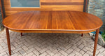 REFINISHED Danish MCM Teak Table Round w 2 leaves by C.J. Rosengaarden 47