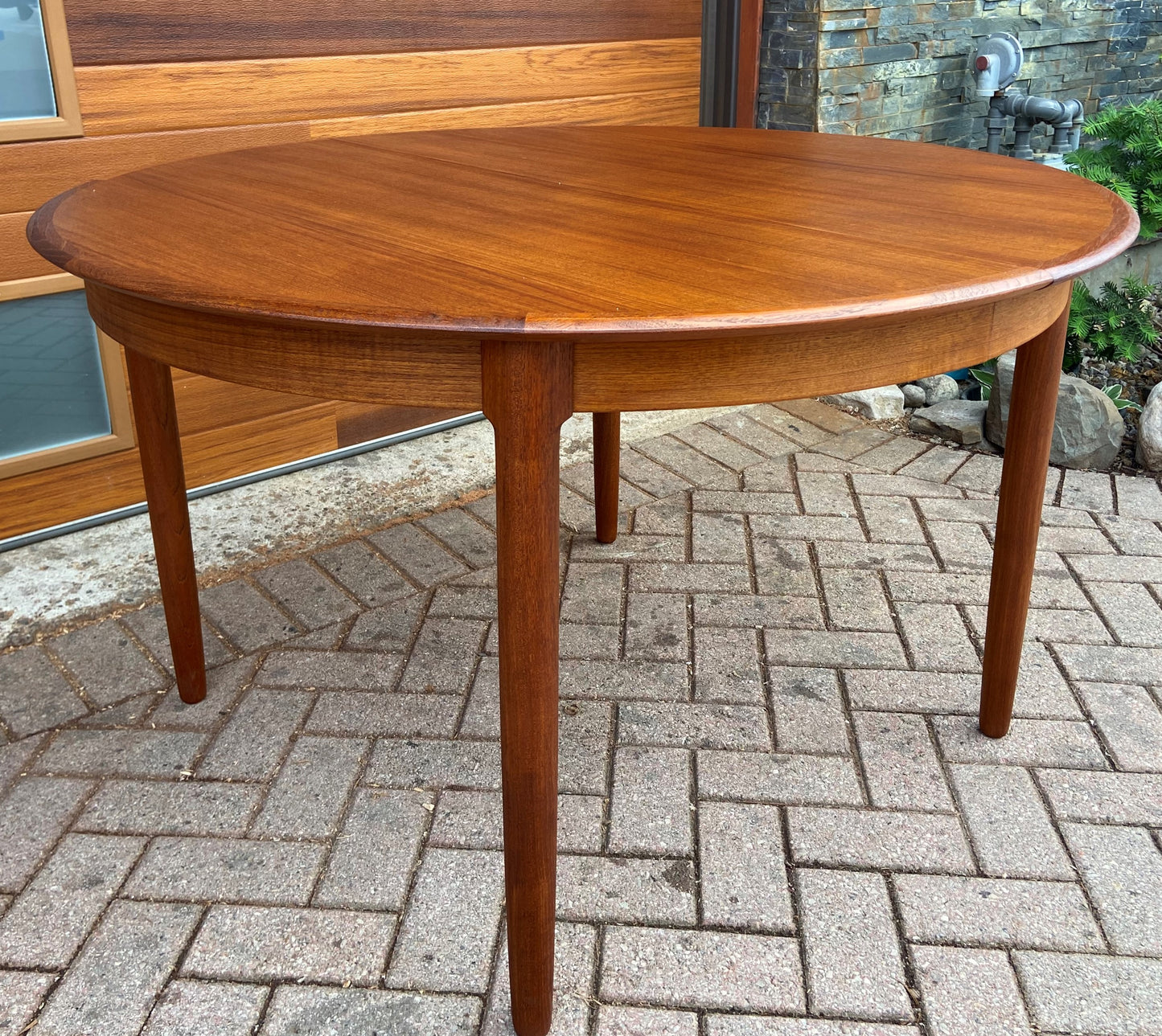 REFINISHED Danish Mid Century Modern Teak Table w 2 leaves by C.J. Rosengaarden 47"-86.5"