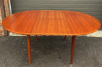 REFINISHED Danish MCM Teak Dining Table Round to Oval w Butterfly Leaf 48