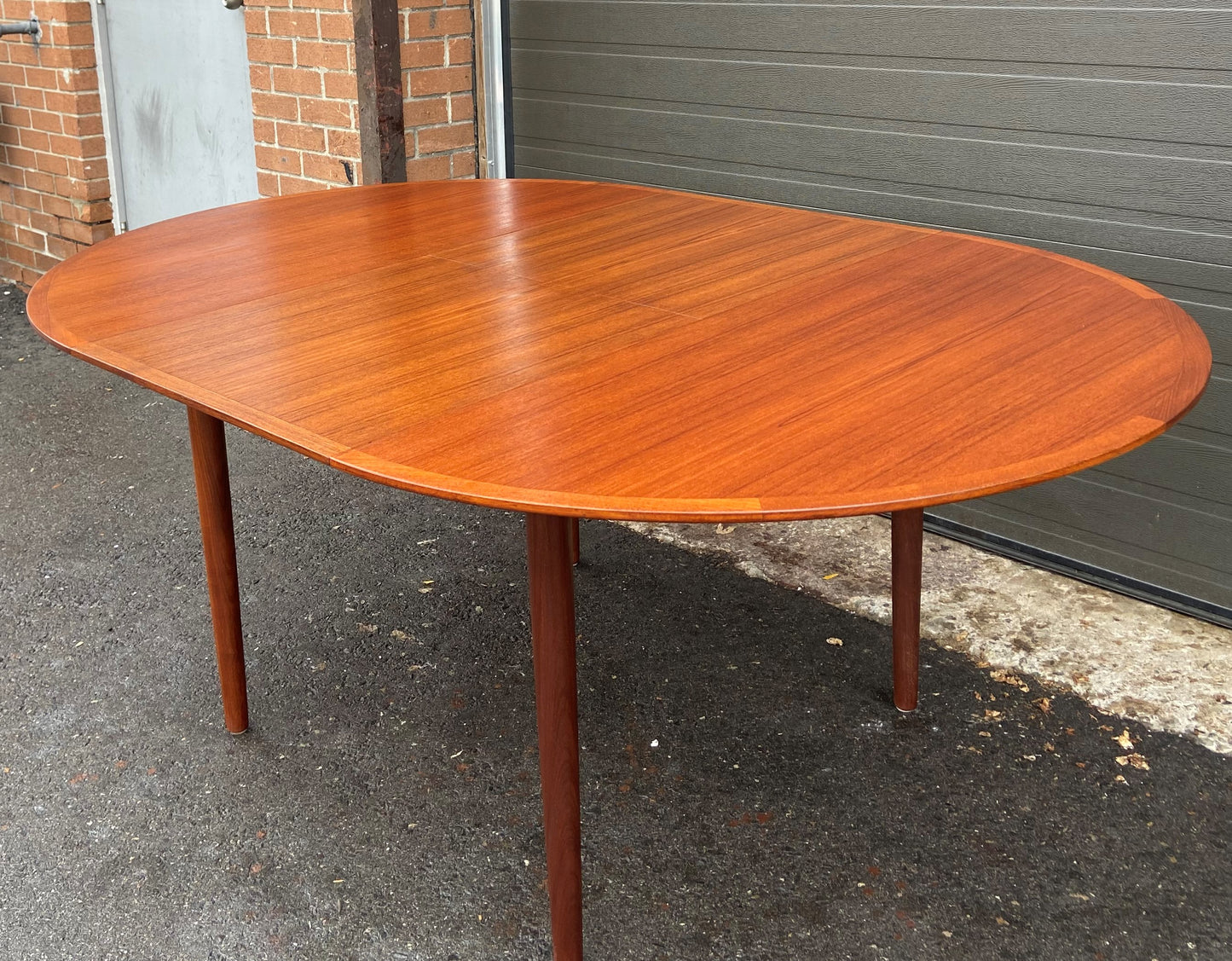 REFINISHED Danish MCM Teak Dining Table Round to Oval w Butterfly Leaf 48"-71" Perfect