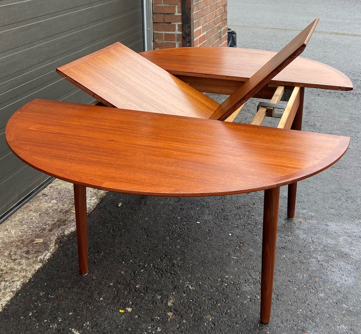 REFINISHED Danish MCM Teak Dining Table Round to Oval w Butterfly Leaf 48"-71" Perfect