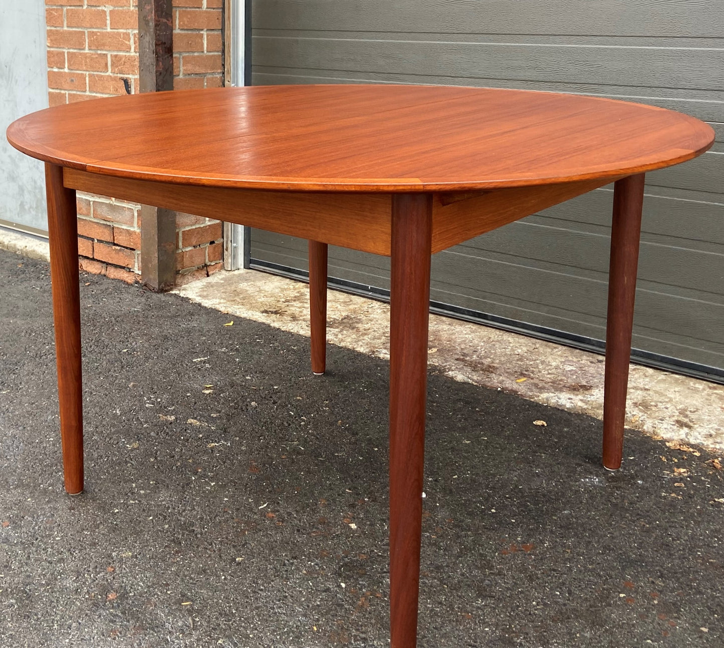 REFINISHED Danish MCM Teak Dining Table Round to Oval w Butterfly Leaf 48"-71" Perfect