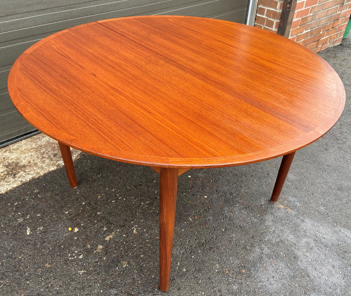 REFINISHED Danish MCM Teak Dining Table Round to Oval w Butterfly Leaf 48"-71" Perfect